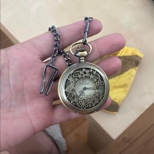Omega Brass Pocket Watch with Chain